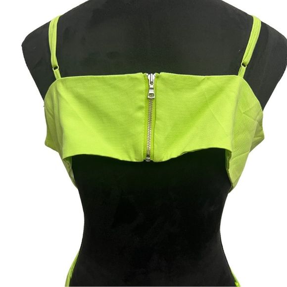 Bardot Cut Out Slit Midi Dress Green - Picture 7 of 8